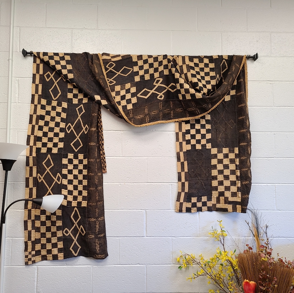 African Kuba cloth - beige and brown earth tones FREE SHIPPING TODAY